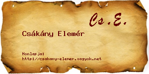 Csákány Elemér névjegykártya